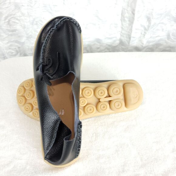 SOCOFY women navy leather driving Moccasin Loafers slip on european 42 - Picture 9 of 9